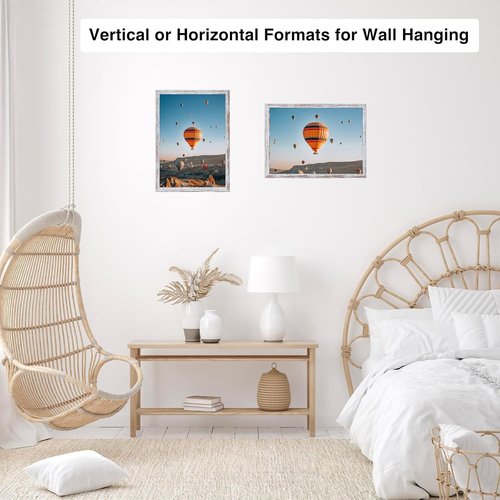 JCJMY 6x8 Rustic White Picture Frame - Versatile Wall Mount or Tabletop Display with Shatter-Resistant Plexiglass