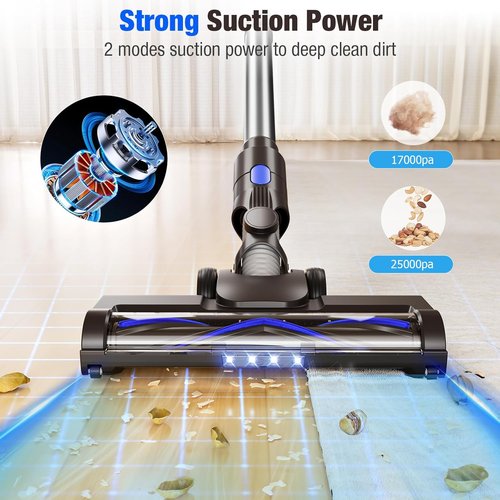 Airdiyaa Cordless Vacuum Cleaner - 40Kpa Powerful 8-in-1 Lightweight Design | Self-Standing, 1.5L Dust Cup, Rechargeable