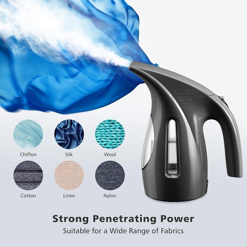 HiLIFE Portable Clothes Steamer - 700W Handheld Design with 240ml Capacity for Quick Wrinkle Removal - Black
