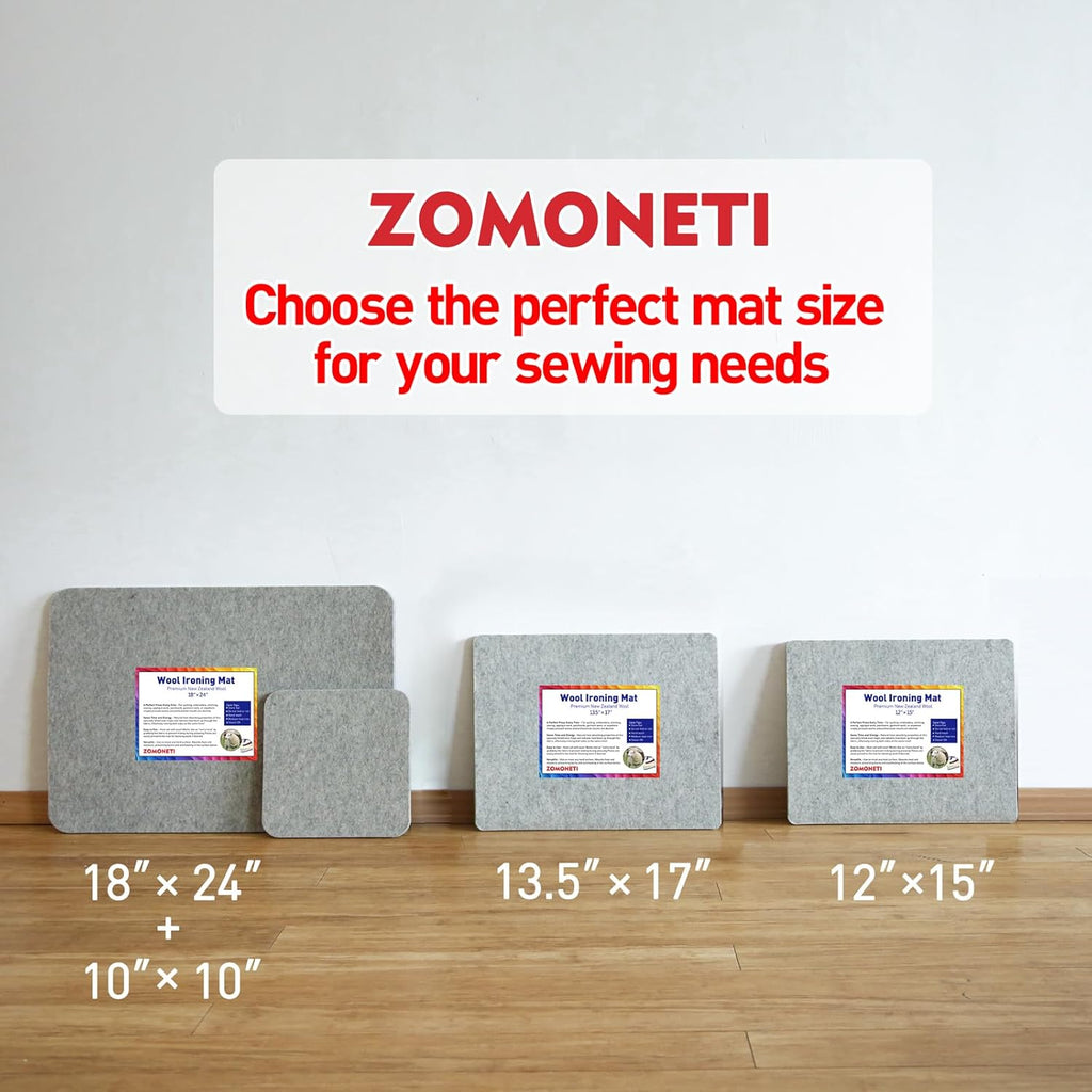 ZOMONETI Wool Pressing Mat - 100% New Zealand Felted Wool Ironing Pad | 15" x 12" for Quilting & Sewing