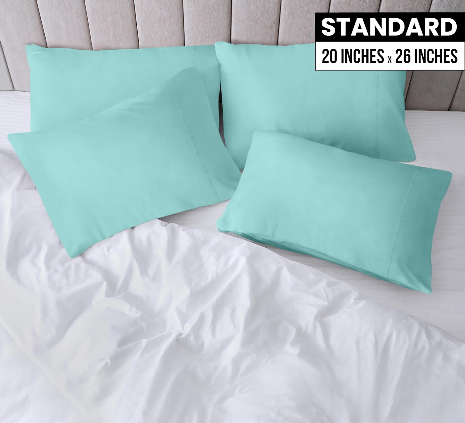 Utopia Bedding Standard Pillow Cases - Soft Brushed Microfiber - 4 Pack, Spa Blue - 20 x 26 Inches