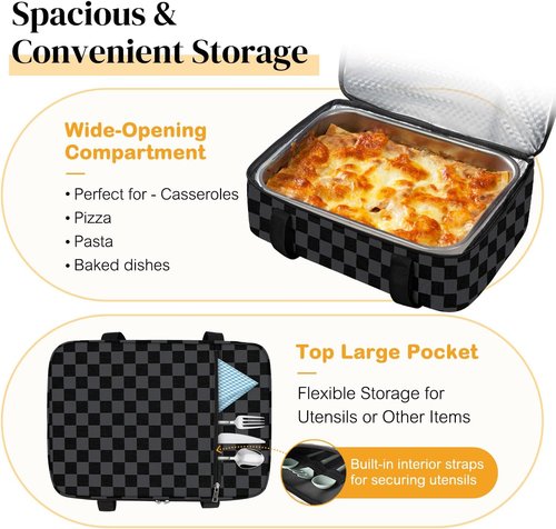 Coobiiya Insulated Casserole Carrier - Keeps Food Hot or Cold | Portable Tote for 9" x 13" Baking Dish