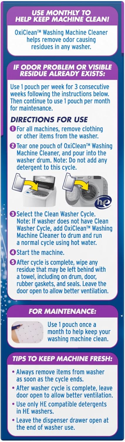 OxiClean Washing Machine Cleaner - Powerful Odor Blasters | 4 Count Pack