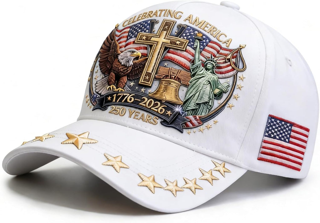 Skiennix 250th Anniversary USA Hat - Eagle Liberty Cross Design | Adjustable Baseball Cap for All