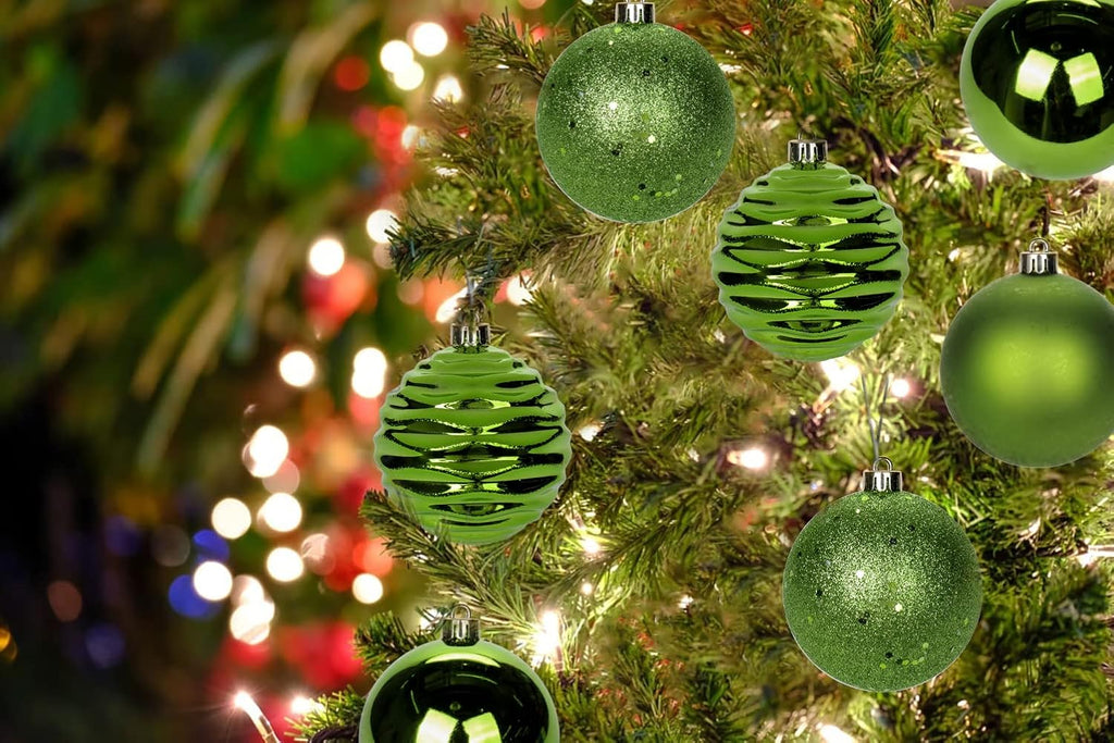 Skiennix Green Christmas Ball Ornaments - 12Pcs Shatterproof Medium Tree Decorations for Holiday Decor