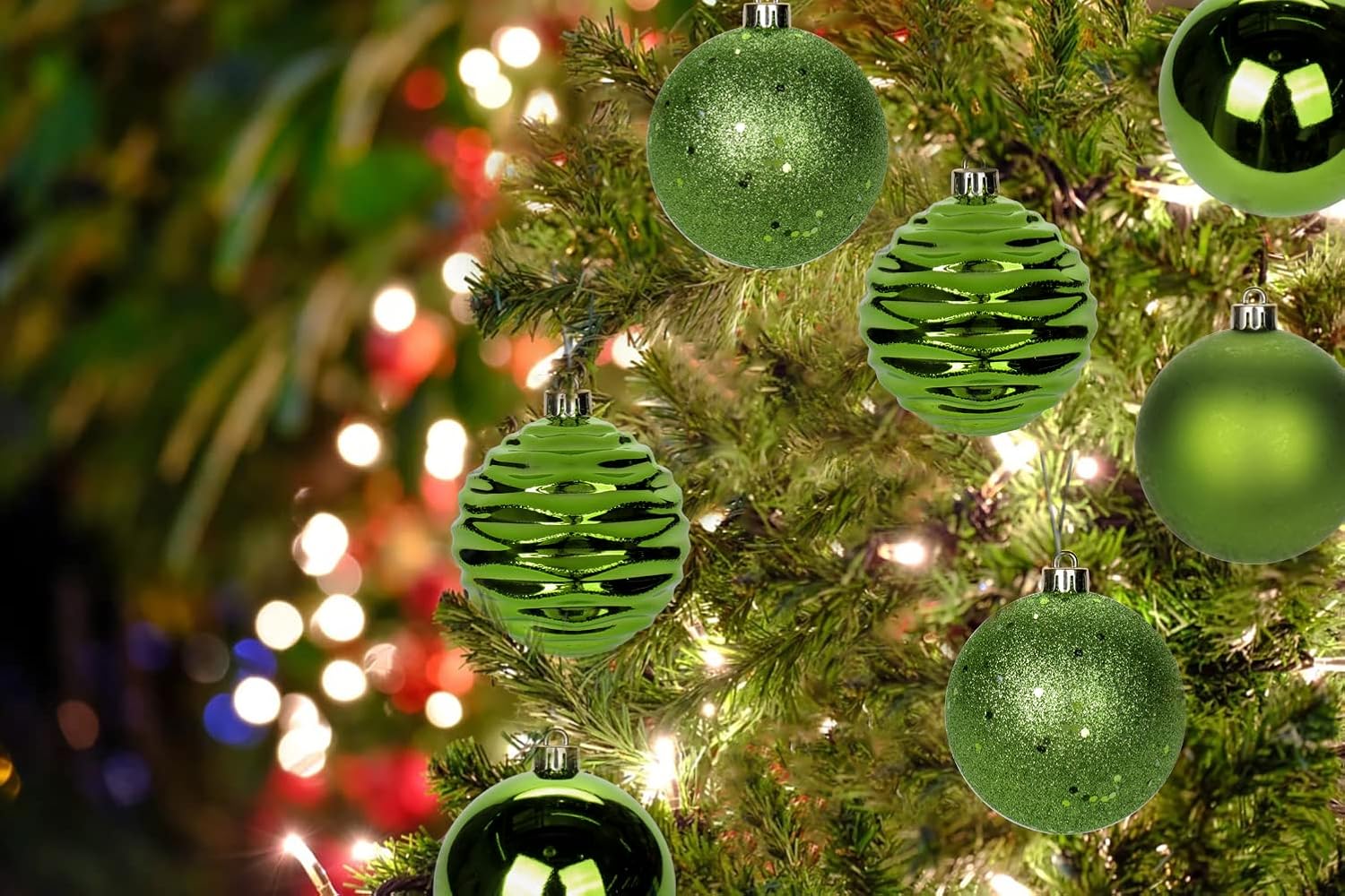 Skiennix Green Christmas Ball Ornaments - 12Pcs Shatterproof Medium Tree Decorations for Holiday Decor