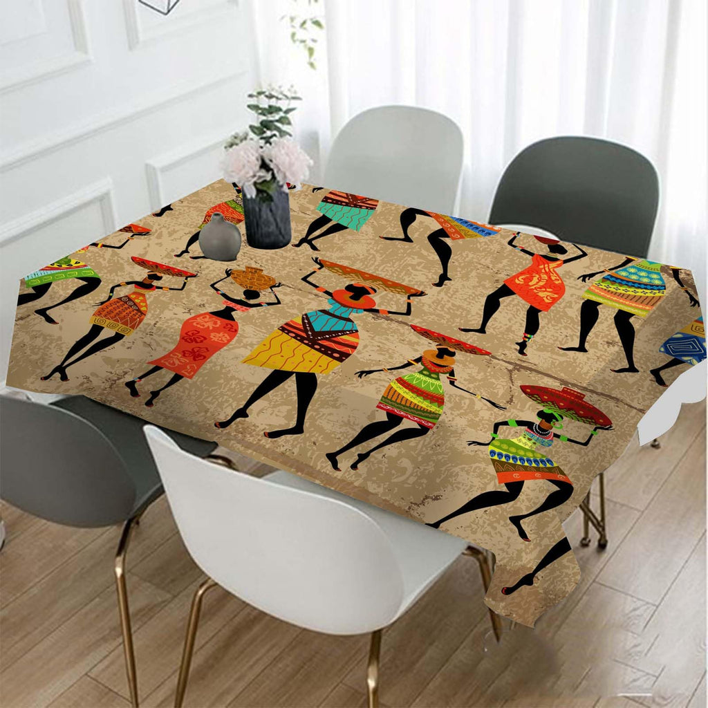 TKS MITLAN African Woman Tablecloth 60x84 Inch Rectangular Grunge African Woman Dancer Oblong Table Cloth Kitchen Table Decorations for Home Dinner Party