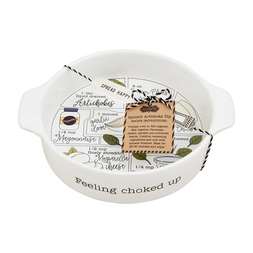 Mud Pie Spinach Artichoke Dip Baker, White, 8" dia