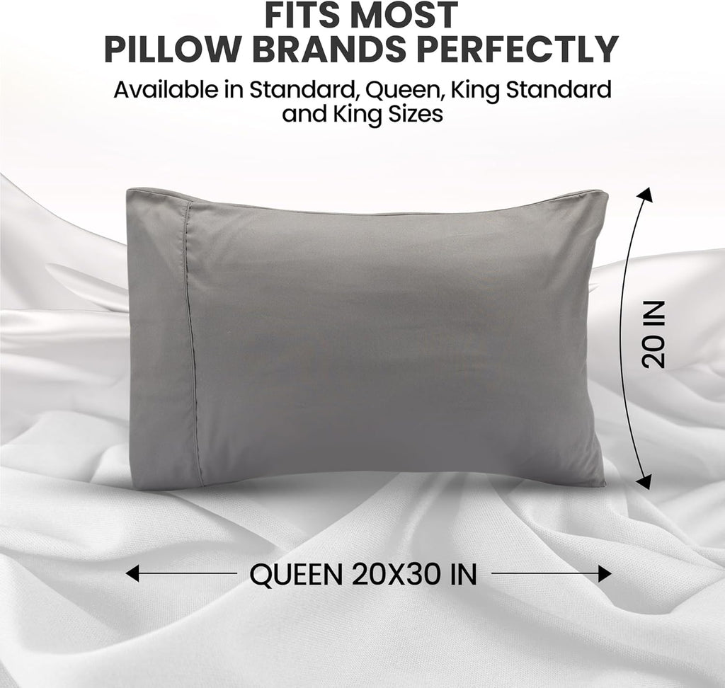 Utopia Bedding Pillow Covers - Soft Brushed Microfiber 2-Pack | Oeko-TEX Certified, 20x30 Inches (Grey)