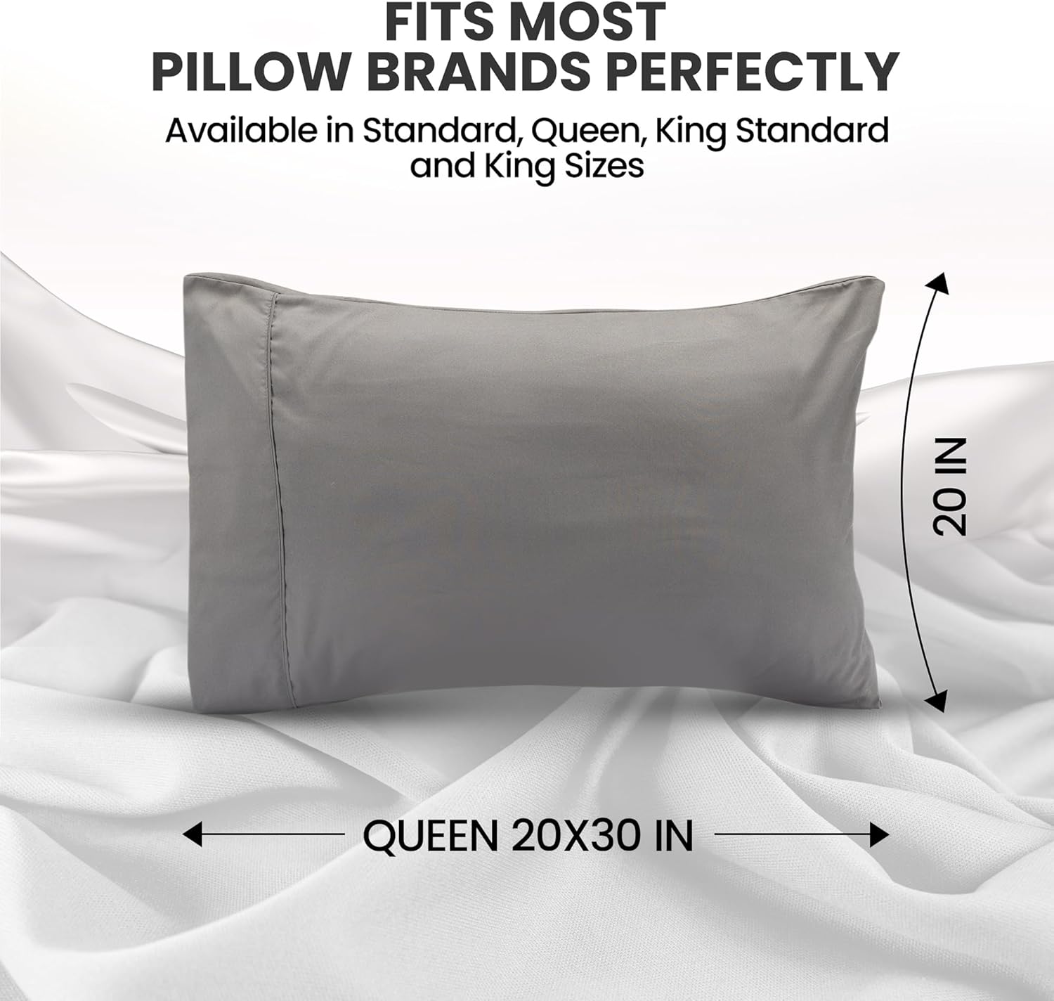 Utopia Bedding Pillow Covers - Soft Brushed Microfiber 2-Pack | Oeko-TEX Certified, 20x30 Inches (Grey)