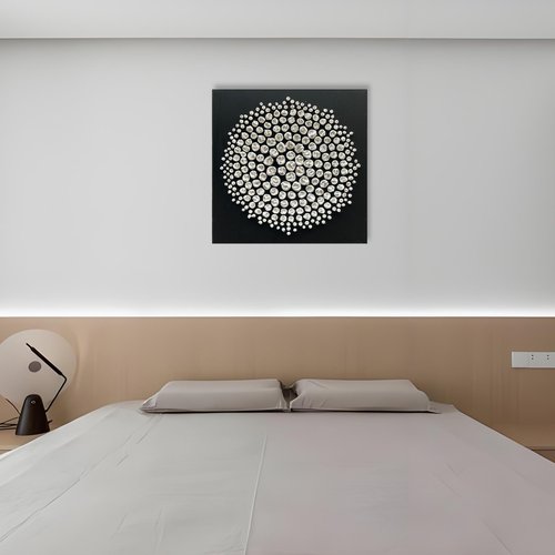 Limiyer Art Abstract Oil Painting Modern Art Oil on Canvas Wall Art Deco 24x24 inches, Black and White