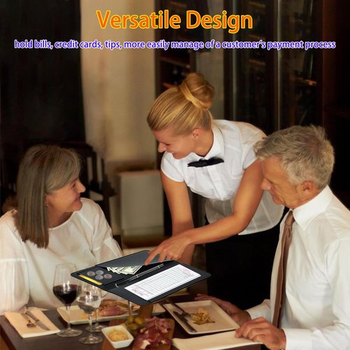 4 Packs Restaurant Check Presenters,Leather Guest Check Card Holder, Server Check Book Restaurant Bill Holder Waitstaff Checkbook Presenter Restaurant Supplies for Servers, Waiter, Waitress, Bar