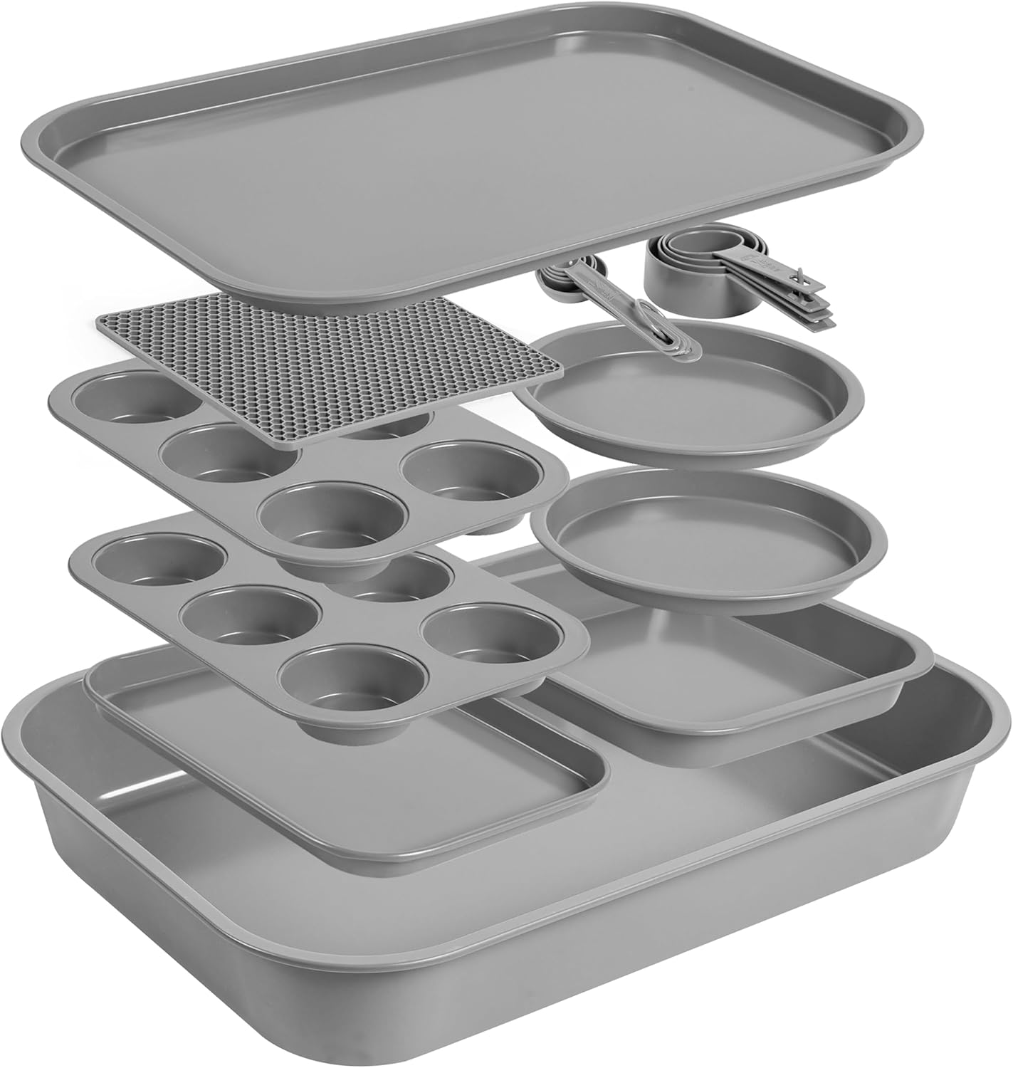 Skiennix Non-Toxic Bakeware Set - 11pc PFOA-Free Carbon Steel Nonstick Baking Pans | Space-Saving Design