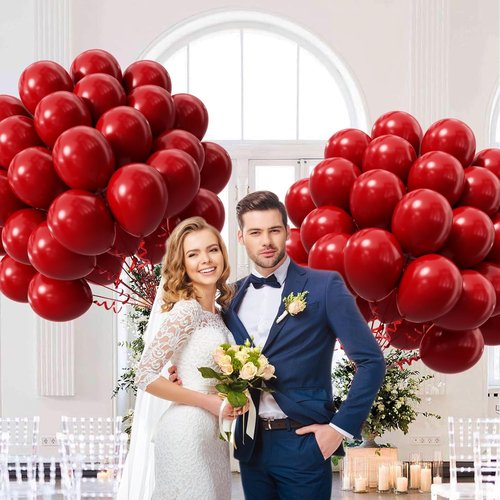Dark Red Balloons - 12 Inch Latex Balloons | 50 Pack for Bridal Shower & Birthday Party Decorations
