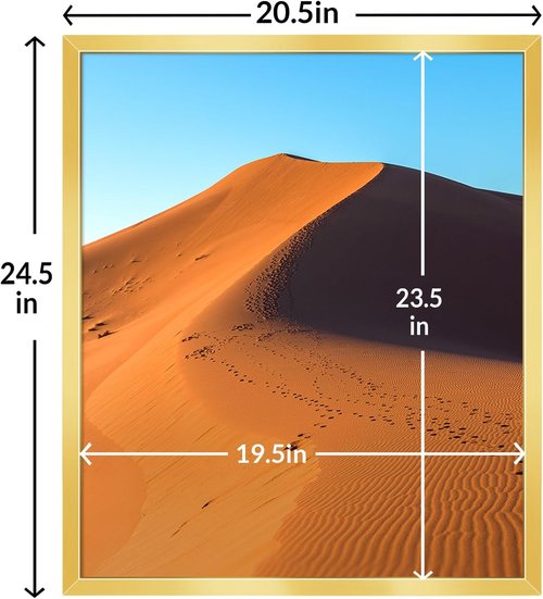 LaVie Home 20x24 Gold Picture Frame - HD Plexiglass Wall Display for Vertical or Horizontal Use