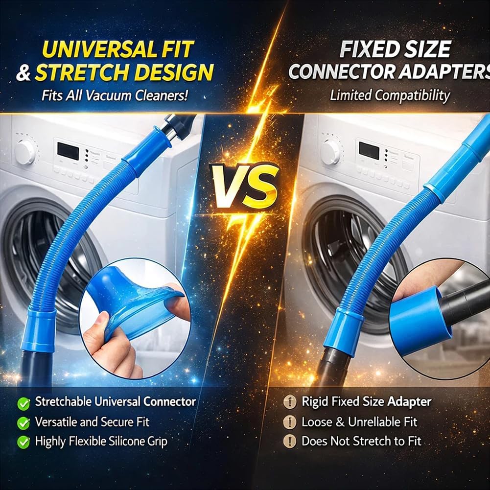 Skiennix Dryer Vacuum Hose Attachment - Universal Lint Removal Tool with Flexible Hose & Brush | Blue