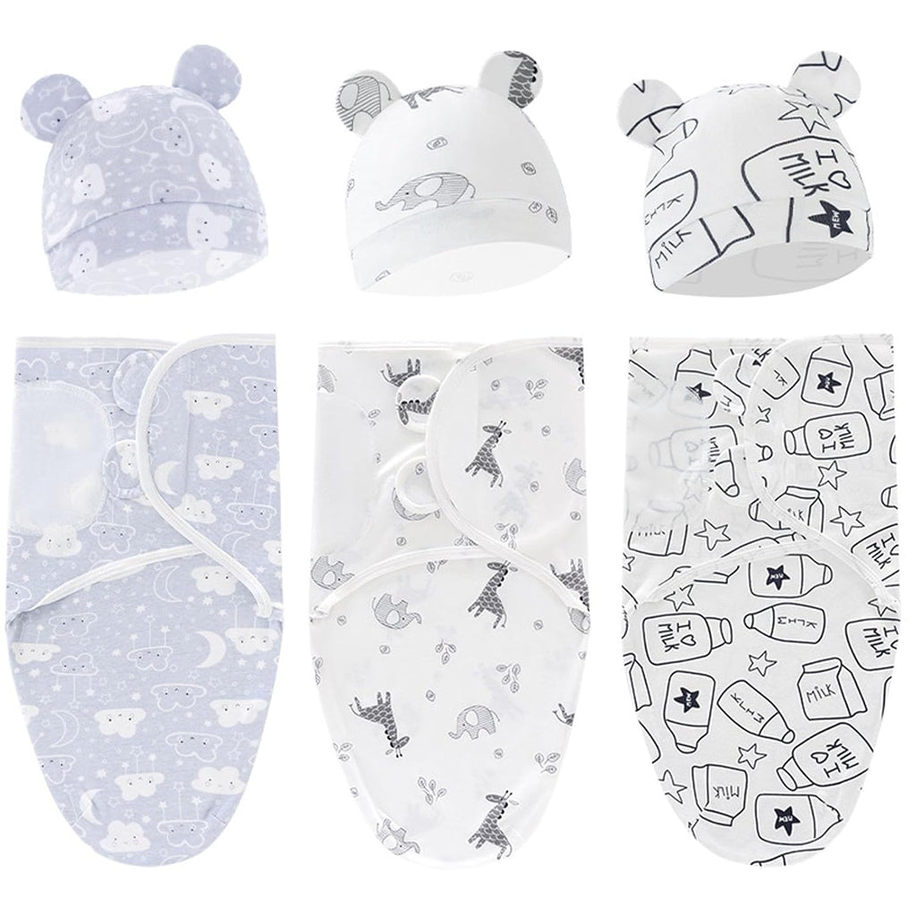 Skiennix Organic Swaddle Sleep Sacks - Ergonomic Newborn Blankets 0-3 Months | 3-Pack Set