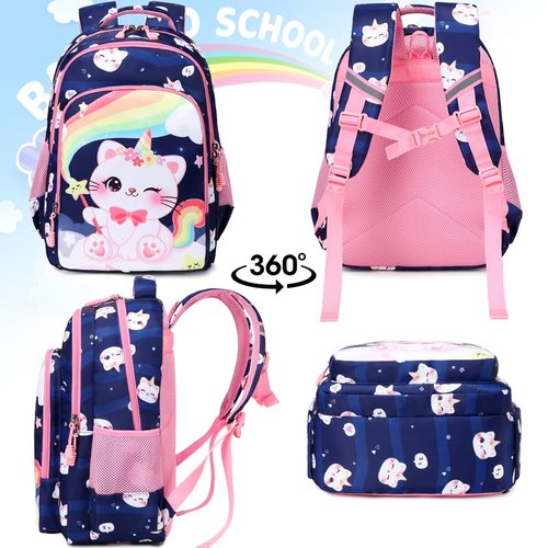 Meisohua Girls Backpack Elementary School Backpacks with Lunch Box 3 in 1 Set Unicorn Backpack for Girls Caticorn School Bags for Kids