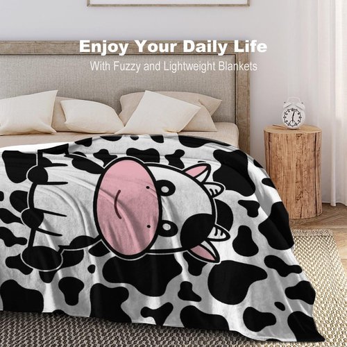 Cute Cow Blanket Soft Cozy Flannel Cow Throw Blankets Kids Adults for Bedding Bedroom Living Rooms Sofa Full Season Gifts 50"x40"