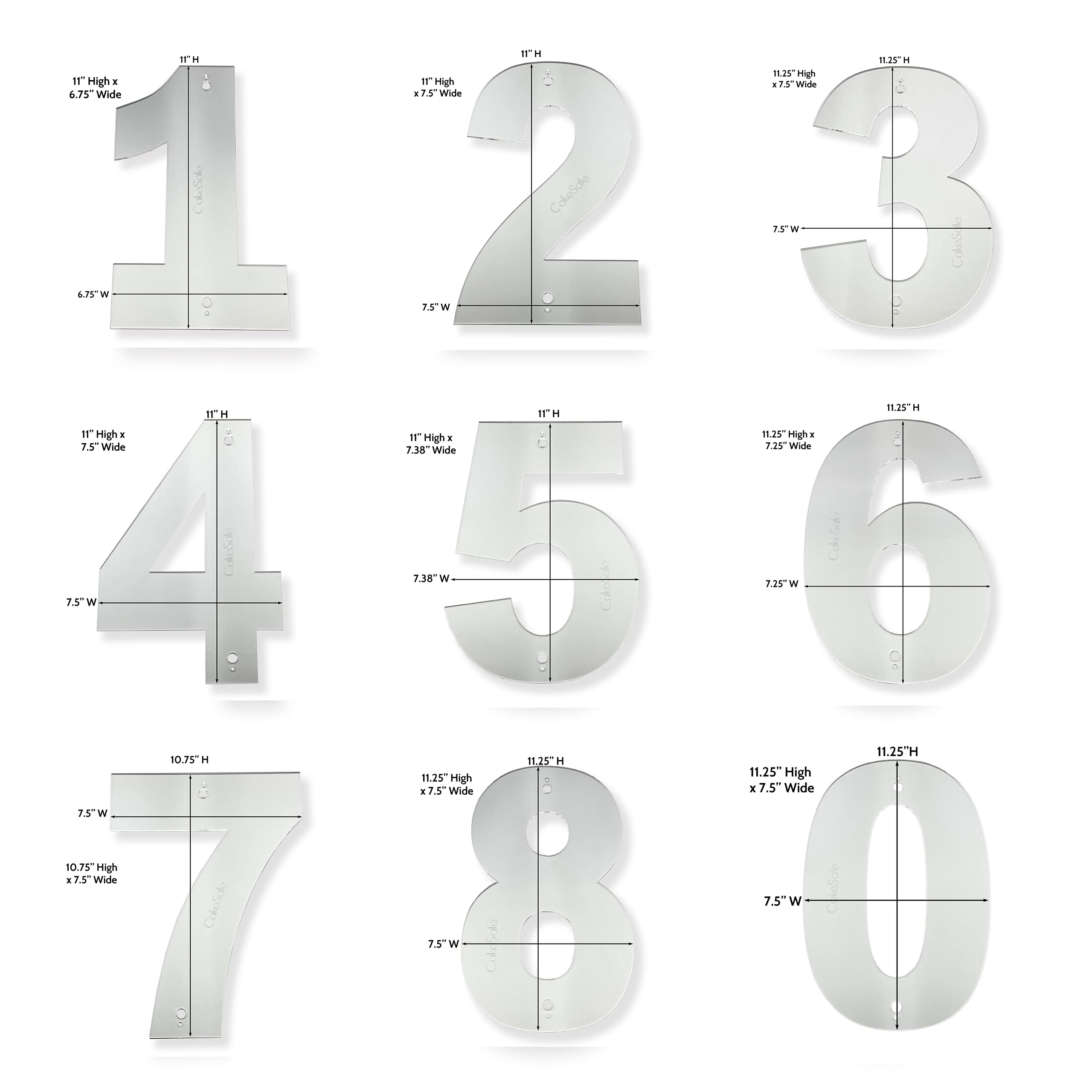 CAKESAFE - Sturdy Acrylic Number Cake Templates-Set-0-8