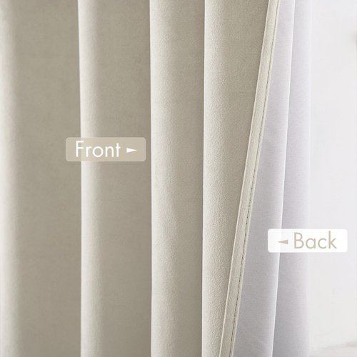 MIULEE 100% Blackout Velvet Curtains 96 Inches Long Ivory White Curtain Drapes for Living Room Darkening Thermal Insulated Grommet Cream Black Out Curtains for Bedroom Windows Light Blocking Set of 2