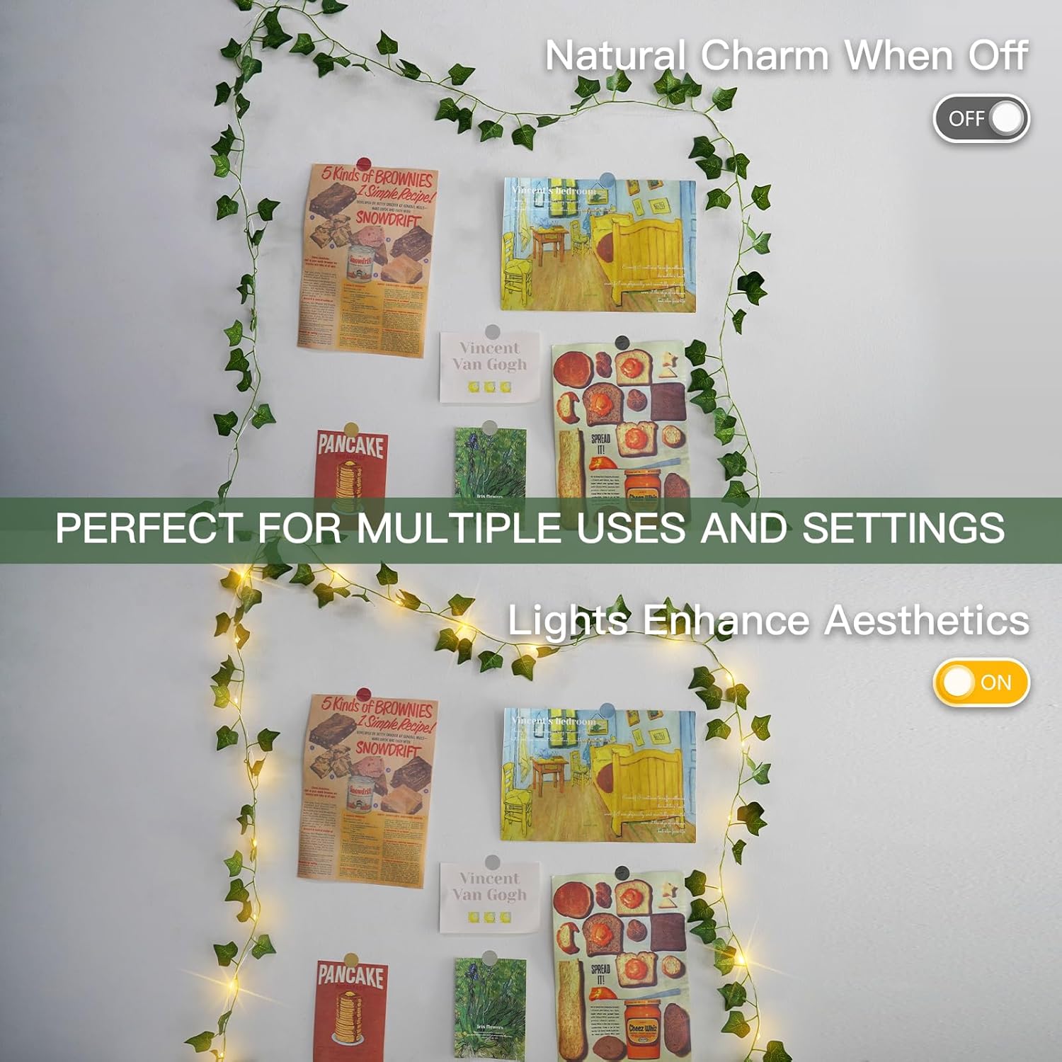 Suddus Ivy String Lights - 40 LED Battery Operated Fairy Lights with Remote | 13.1ft Warm White Decor for Bedroom, Garden, Party, and Weddings