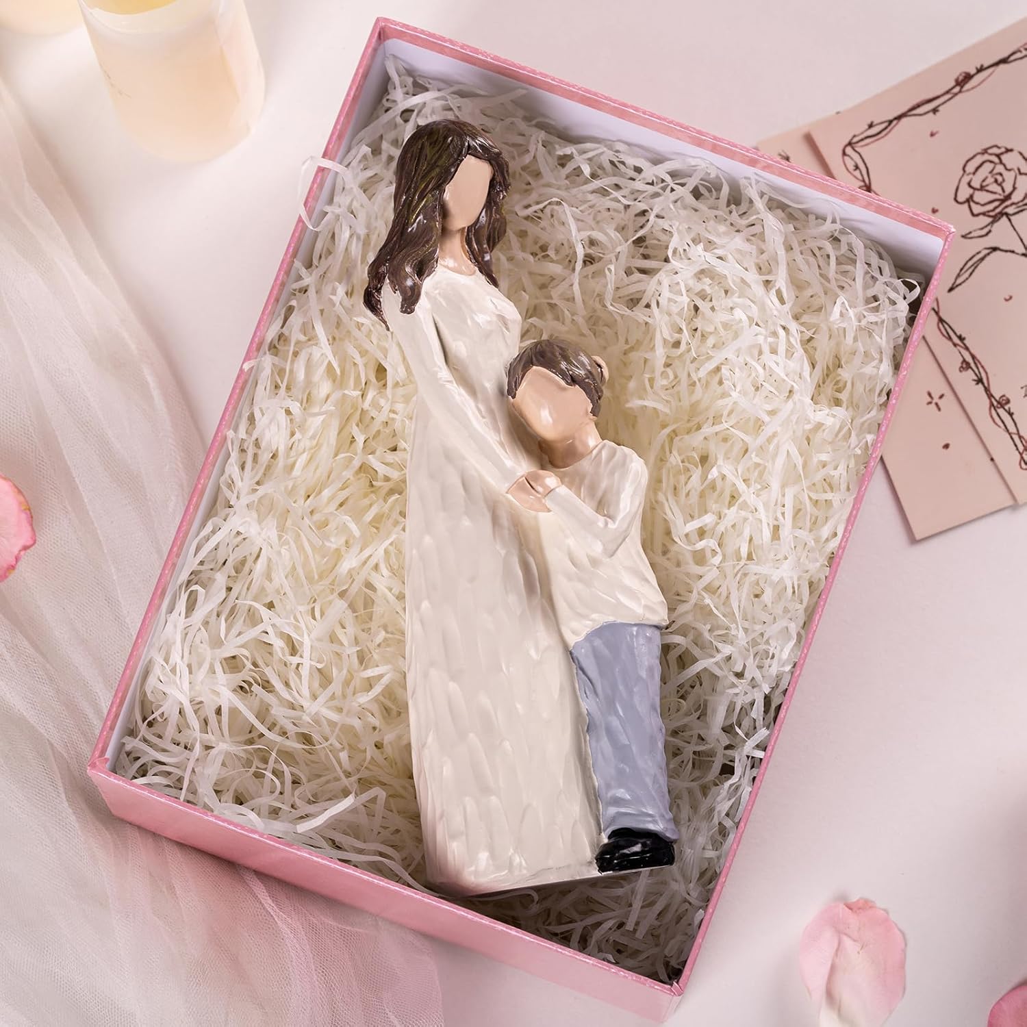Regine Switzerland Mother and Son Figurines - Hand-Painted Family Sculpture Gift | 9.5" H for Birthdays, Christmas, Mother's Day