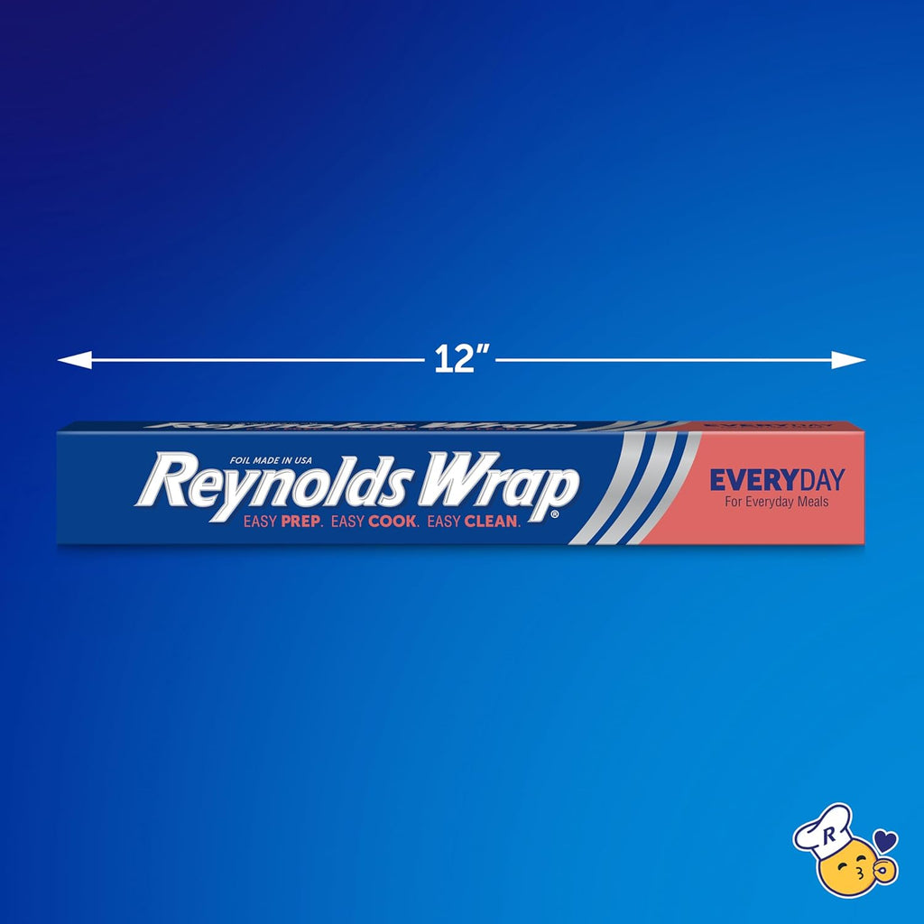 Reynolds Wrap Aluminum Foil Roll - Everyday Strength, Freezer & Grill Safe, 12 Inches Wide | 100 Sq. Ft.
