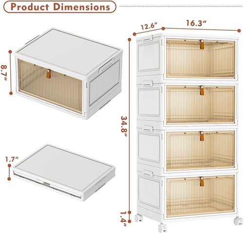CTSNSLH 4-Tier Plastic Storage Bins with Lids - 27.5Qt Stackable Containers for Home Organization