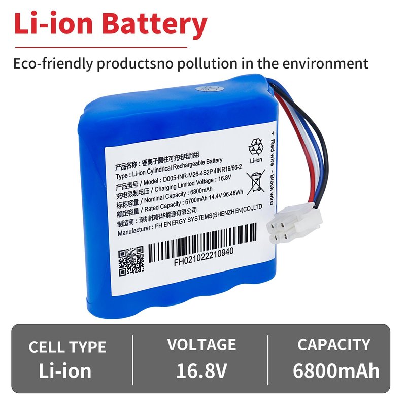Fanhua Replacement Battery Compatible with Narwal T10 J1 J2 YJCC010 YJCC003 YJCC001 Robot Vacuum Cleaner 14.4V 6800mAh Li-ion Battery