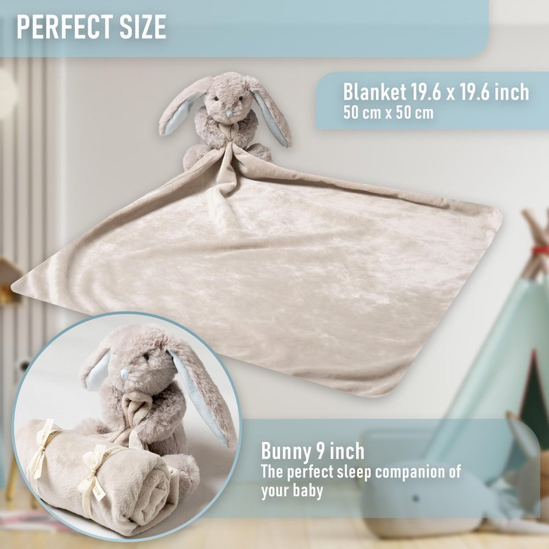 Baby Bunny Lovey Super Soft Large Security Blanket Newborn Snuggler Plush Toy Stuffed Animal Cuddle Nursery Essentials Loveys for Babies Girl Boy Infant Gift Toddler Blankie | 19.6 Inches Pink Rabbit