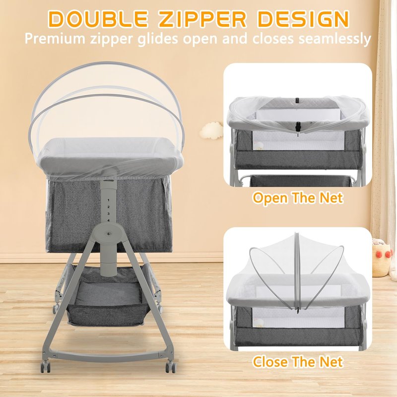 Bassinet Cover for Cats - Mosquito Net Cover for Bassinet Bedside Sleeper Travel Crib to Keep Cats Out - Breathable Baby Mosquito Net with 2-Way Zipper (White-Small)