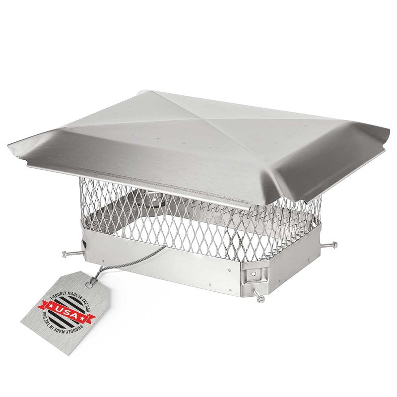 HY-Guard HG913 Single Flue Bolt On Galvanized Steel Chimney Cover, Mesh Size 3/4", Fits Outside Existing Clay Flue Tile, 9"x 13", Black