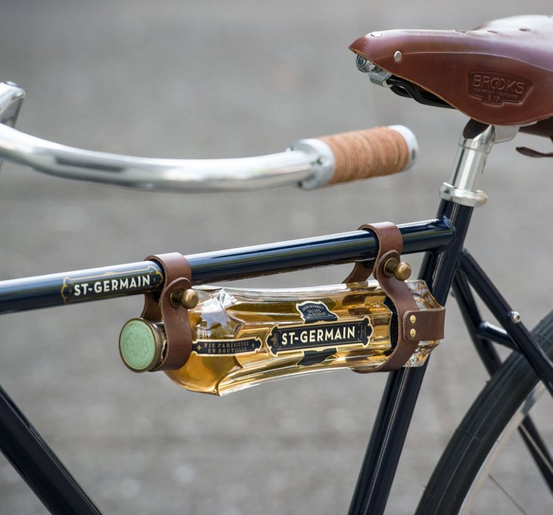 The Bicycle Wine Rack - Bike Bottle Holder and Carrier for Picnics - Handmade Leather Accessory (Black)