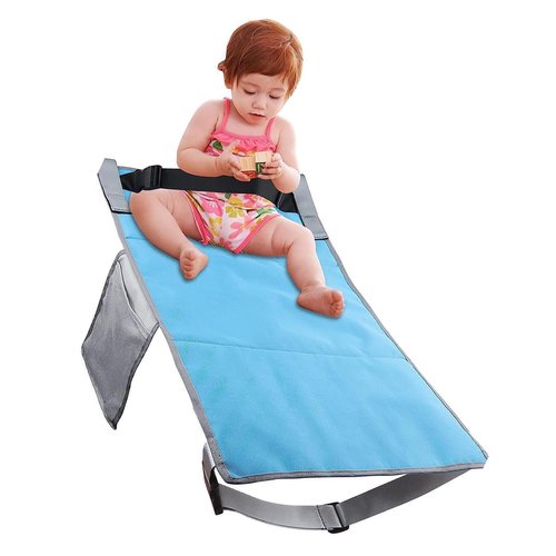 ZIZEV Childrens Airplane Bed, Nylon Airplane Seat Extender for Travel for Boys and Girls (Blue)