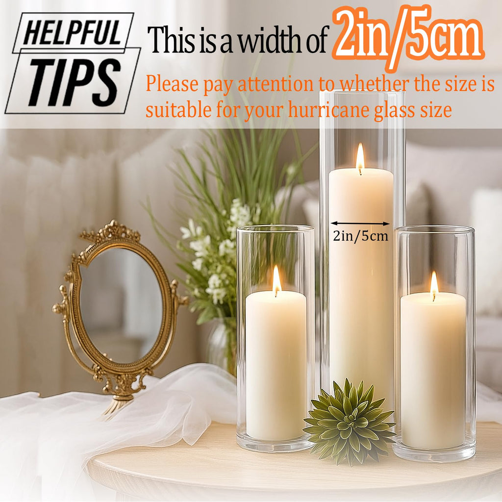 Veiuwa 18 Pcs Ivory Pillar Candles Bulk Set，2x3 2x6 2x8 Inch - 12 Each Size，Hurricane Candles，Dripless Unscented Smokeless，Gives You a Better Atmosphere When Organizing Wedding or Event Party.