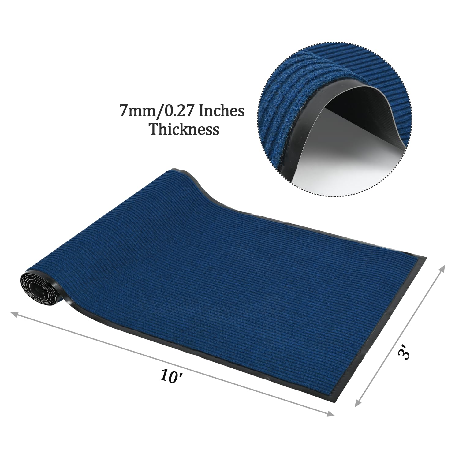 jxgzyy Commercial Entrance Mat Outdoor Door Mat Indoor Front Door Mat Hallway Runner Rug, 3'x10', Rubber Floor Mat Heavy Duty Floor Mat Carpet Runner Non Slip Outdoor Doormat, Blue