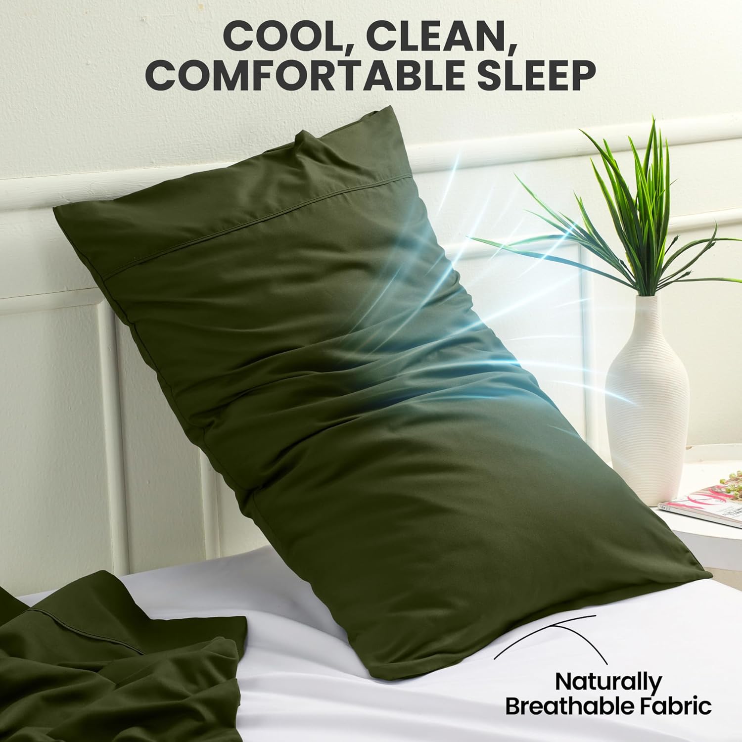 Utopia Bedding Queen Pillow Cases - Soft Brushed Microfiber - 2 Pack, Olive | 20 x 30 Inches