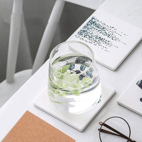 4Pcs Square Blank Ceramic Coaster DIY Coasters 4-Inch Crafts Tiles Coasters with Cork Backing Pads for Painting, DIY Crafts, Decorate Your Own Coaster DIY Project, White