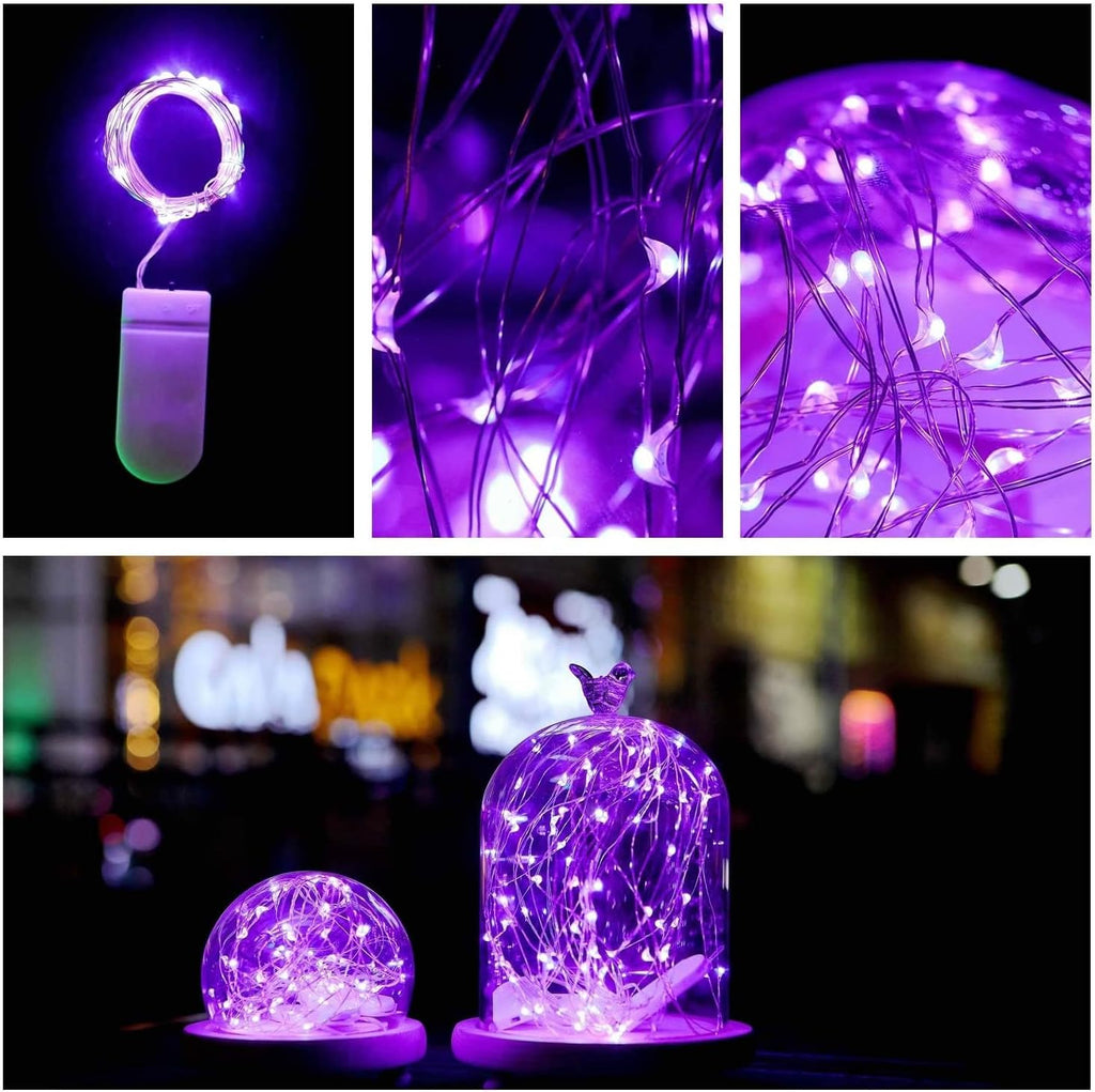 VOOKRY 30 LED Fairy Lights - 10 ft Waterproof Purple String Lights for Weddings, Parties & Decor
