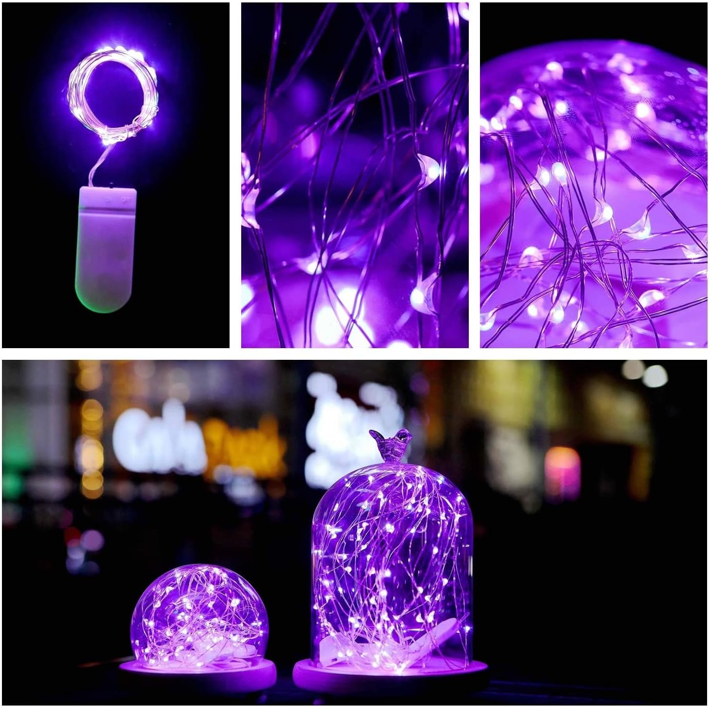 VOOKRY 30 LED Fairy Lights - 10 ft Waterproof Purple String Lights for Weddings, Parties & Decor