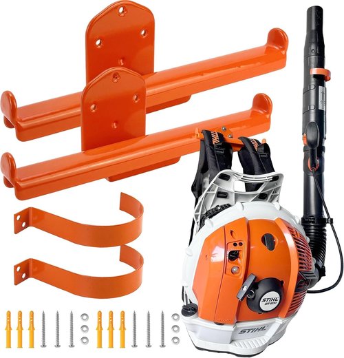 Heavy Duty Backpack Leaf Blower Hanger - 2 Pack Wall Mount for Sprayers & Chainsaws | Garage Storage Solution