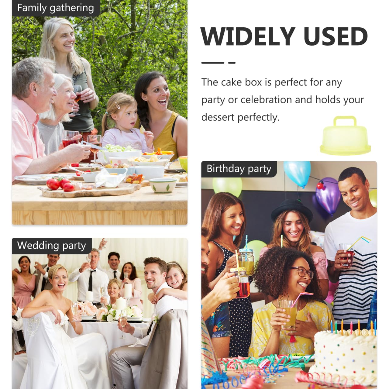 YARNOW Portable Cake Carrier with Handle 9.75 Inch Transparent Plastic Cake Box Kitchen Baking Storage Container for Birthday Parties Outdoor Use