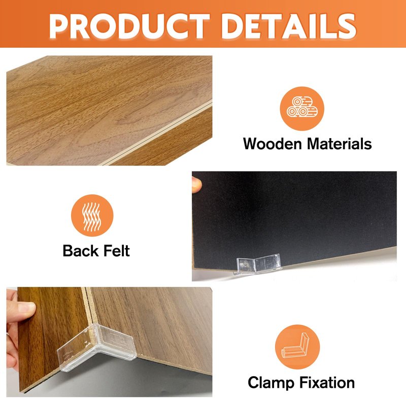 5 Pack Wooden Wire Rack Cover 24 * 12IN Shelf Covers with Back Felt Clamp Fixed Pantry Shelf Cover for Removable Closet Bathroom Kitchen (Walnut)