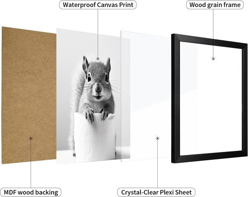 Funny Bathroom Art - Aesthetic Black and White Framed Wall Decor for Stylish Spaces