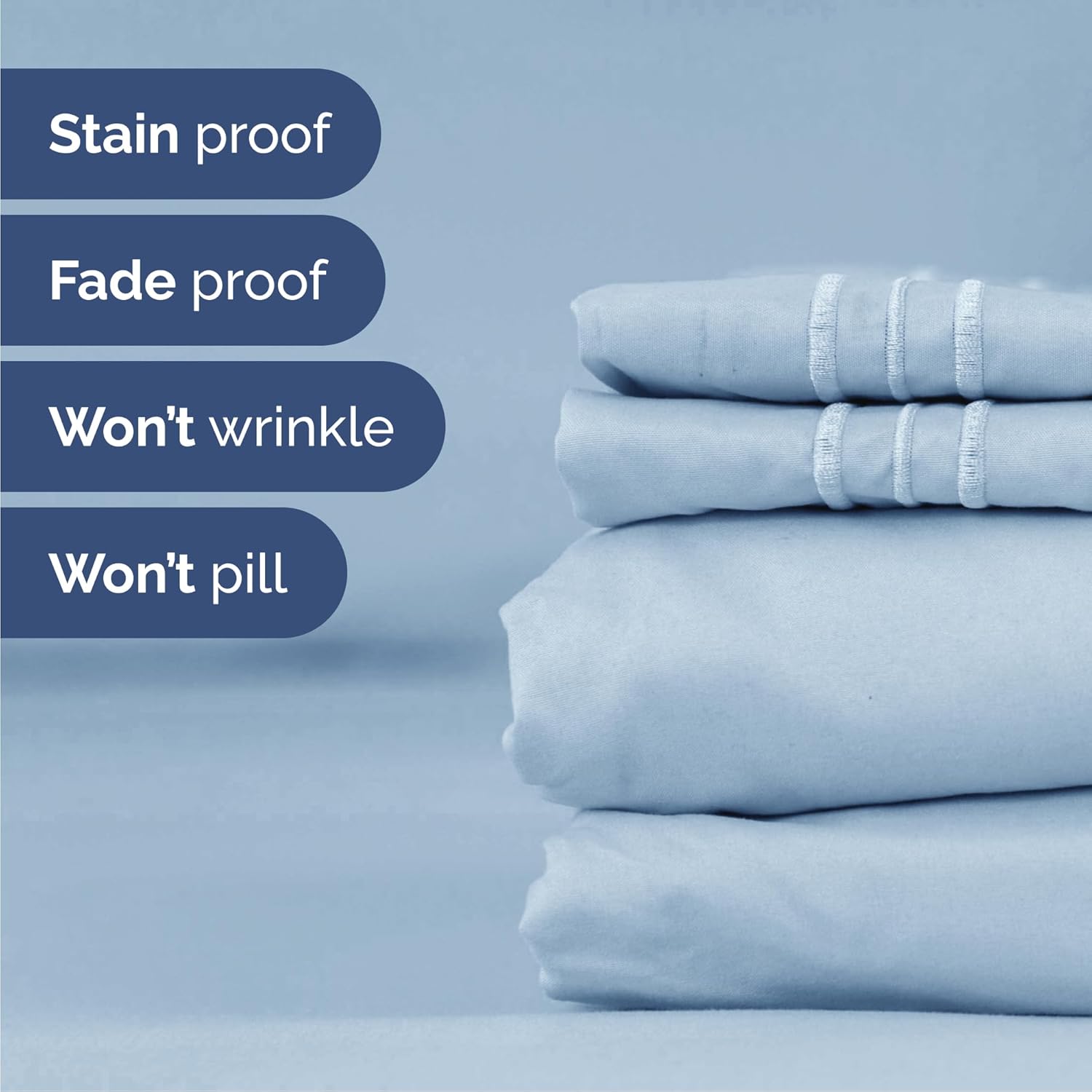 Regine Switzerland Cal King Sheet Set - Comfy Cooling Bedding - Soft, Wrinkle-Free, Deep Pockets - Sky Blue