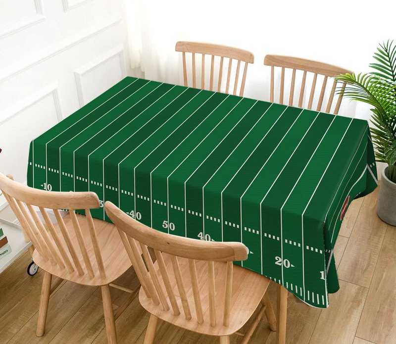 Hafangry American Football Field Tablecloth Touchdown Game Day Sport Themed Party Decoration Kitchen Dining Room Home Rectangular Table Cover (60" x 104")