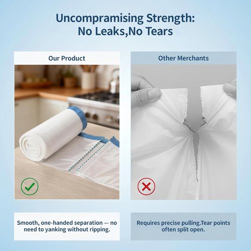 13 Gallon Trash Bags - Drawstring White Garbage Bags | 120 Count, 1.7 Mil Thick, Tear-Resistant