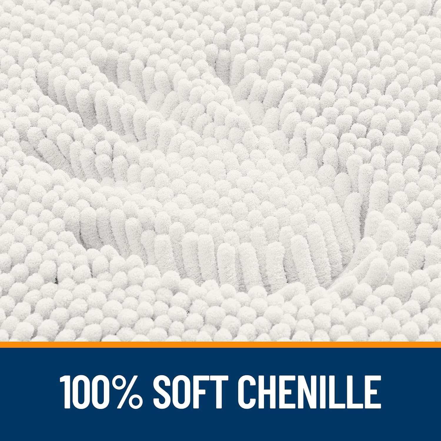 OLANLY Bathroom Rugs - Extra Soft Chenille Bath Mats with Rubber Backing | Quick Dry, 32x20, Ivory