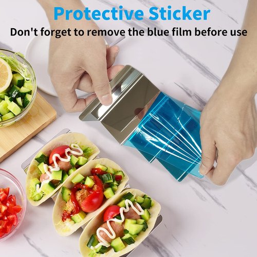 Taco Holder 36 Packs - Stainless Steel Taco Holders Set of 36 by GEIKR, Oven & Dishwasher & Grill Safe Taco Trays, Each Metal Taco Stands for 3 Tacos, Stylish Taco Rack with Handles